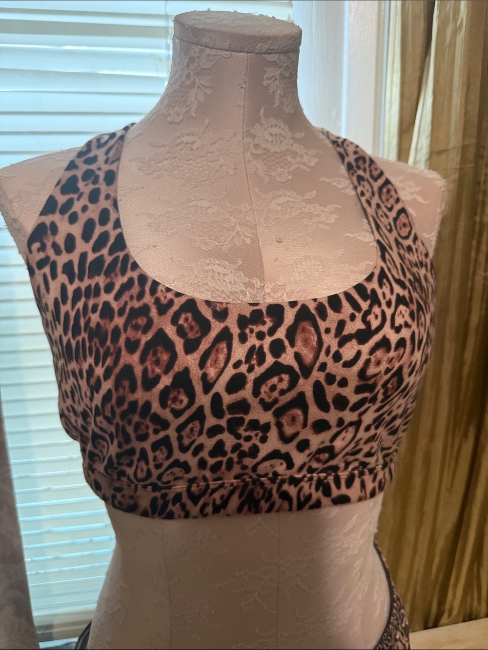 Victoria's Secret Leopard-Print Sports Bra in Pink and Black